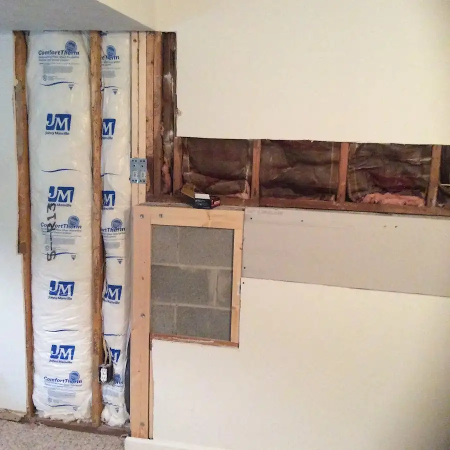 Wall insulation replacement during Basement Flood Cleanup in Tuttle